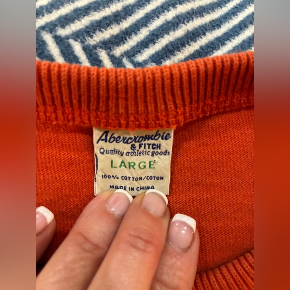 Abercrombie & Fitch Y2K Orange Moose Logo Crewneck Sweat Men’s LG 100% Cotton - Picture 5 of 8